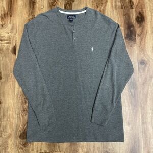 Polo Ralph Lauren Gray Waffle Knit Thermal Long Sleeve Shirt Men's XL Sleepwear